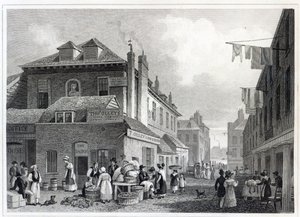 Hungerford Market, Strand, gegraveerd door Thomas Barber, 1830 door Thomas Hosmer Shepherd
