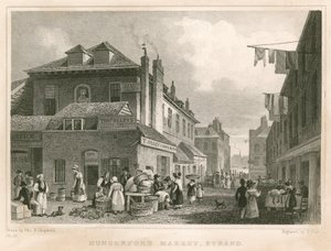 Hungerford Market, nabij York Buildings, The Strand, Londen door Thomas Hosmer Shepherd