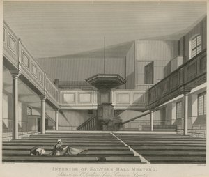 Interieur van Salters Hall Meeting, gelegen in St Swithins Lane, Cannon Street, Londen