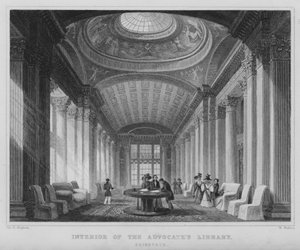 Interieur van de Advocatenbibliotheek, Edinburgh (gravure) door Thomas Hosmer Shepherd
