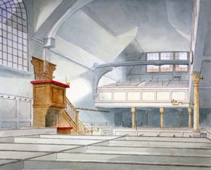 Interieur van de kerk van St Bartholomew-the-Great, Smithfield, City of London, 1821