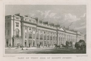 Deel van de westkant van Regent Street, Londen door Thomas Hosmer Shepherd