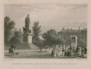 Russell Square en standbeeld van de hertog van Bedford door Thomas Hosmer Shepherd