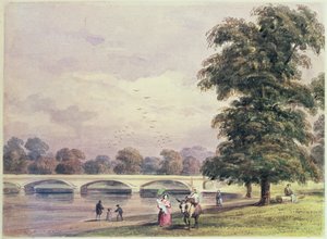 De Brug tussen Kensington Gardens en Hyde Park op de Serpentine door Thomas Hosmer Shepherd