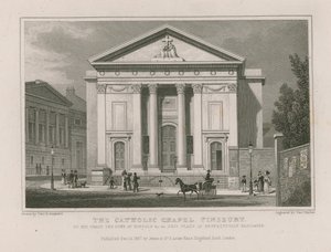 De katholieke kapel in Finsbury door Thomas Hosmer Shepherd