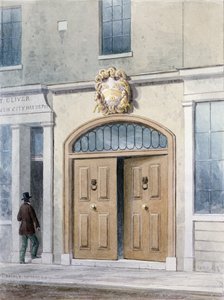 De ingang van Coachmakers Hall, 1854 door Thomas Hosmer Shepherd