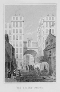 De Regent Bridge, Edinburgh, gegraveerd door Thomas Barber, 1829
