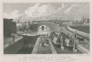 De dubbele sluis en oostelijke ingang van de Islington Tunnel