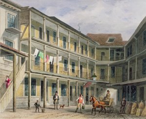 Uitzicht op Blue Boar Inn yard, nr.30 Aldgate, c.1850 door Thomas Hosmer Shepherd