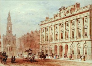 Uitzicht op Somerset House en de Kerk van St. Mary Le Strand door Thomas Hosmer Shepherd