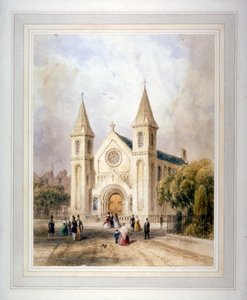Zicht op een onbekend religieus gebouw in Regent Square, St Pancras, Londen, 1842 door Thomas Hosmer Shepherd