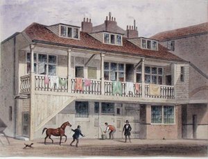 Uitzicht op de Black Lion Inn, Whitefriars Street, ca.1855 door Thomas Hosmer Shepherd