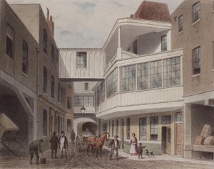 Uitzicht op de Cross Keys Tavern, Wood Street, ca. 1850 door Thomas Hosmer Shepherd