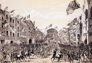 Bezoek van Napoleon III en keizerin Eugenie aan de stad, 19 april 1855 door Thomas Hosmer Shepherd