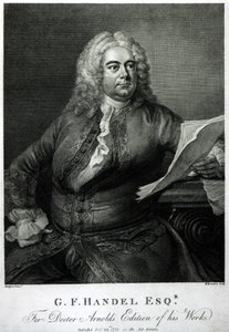 George Frederick Handel, gegraveerd door William Bromley voor Doctor Arnold