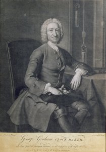 Portret van George Graham (1673-1751) klokkenmaker, gegraveerd door John Faber (1684-1756) door Thomas Hudson