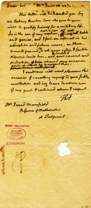 Brief van Thomas Jefferson (initialen alleen), Monticello, aan Jared Mansfield, professor wiskunde aan West Point, 10 juni 1823