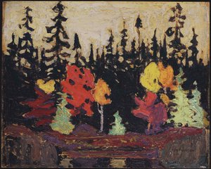 Zwarte spar en esdoorn door Tom Thomson