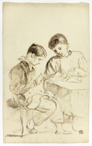 Twee schooljongens door Thomas Jones Barker