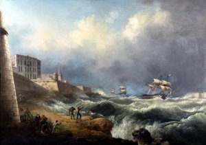 Zicht op de ingang van de Grand Harbour door TL Hornbrook door Thomas L. Hornbrook