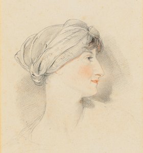 Portret van mevrouw Jens Wolff, in profiel naar rechts, een tulband dragend door Thomas Lawrence