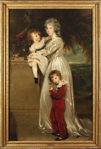 Portret van mevrouw Annesley, staand in een witte jurk met haar twee kinderen door Thomas Lawrence