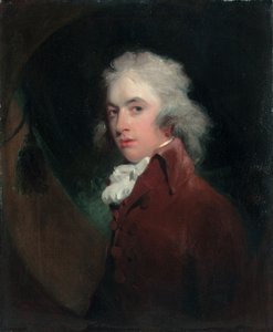 Portret van de Hon. Peniston Lamb, halflang, in een fluwelen jas met een witte das, geschilderde ovaal