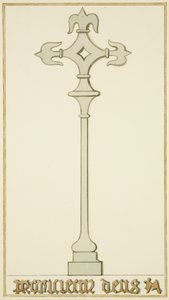 Kruis op oude grafsteen in de crypte van St John