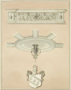 Details van kamer in de Law Library, inclusief centraal plafondornament en kroonlijst