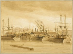 Oostelijke Wapping Dock, met de bark 