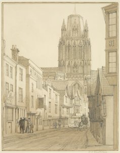 Noordaanzicht van de St Mary Redcliffe Church gezien vanaf Redcliffe Street
