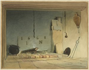 Oude open haard in de Boerderij (deel van Barr