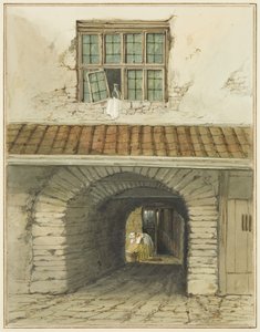 Doorgangsboog bij Marsh Street achter huis door Thomas Leeson the Elder Rowbotham