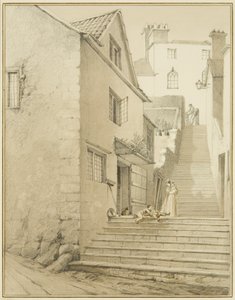 De trappen die Griffin Lane en Church Lane verbinden door Thomas Leeson the Elder Rowbotham
