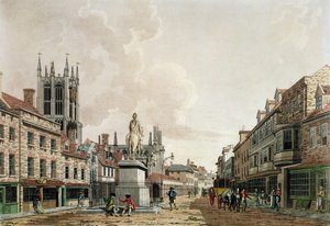 De Markt, Hull, Kijkend naar het Noorden door Thomas Malton Jnr.