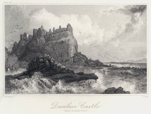 Kasteel Dunluce, vanuit het noordoosten door Thomas Mann (after) Baynes