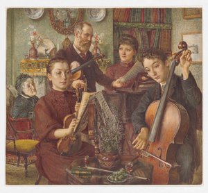 Groepsportret van Alfred Rooke en zijn familie in hun huis in Mount Park, Ealing, 1891-92