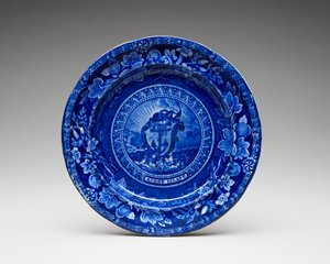 Plaat, ca. 1826-1835 (loodgeglazuurd aardewerk met transferprint)