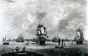 Een uitzicht op Charles Town, de hoofdstad van South Carolina in Noord-Amerika, gegraveerd door Pierre Charles Canot door Thomas Mellish