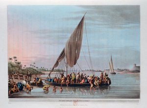 Veerboot bij Nedssili, Egypte, 1801 door Thomas Milton
