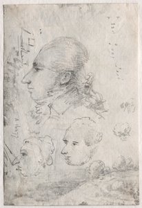 Studies van hoofden verso, ca. 1820s door Thomas Monro