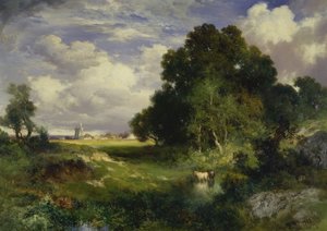 Een zomerdag, East Hampton, Long Island door Thomas Moran
