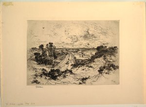 Een weg bij de zee, Easthampton, New York door Thomas Moran