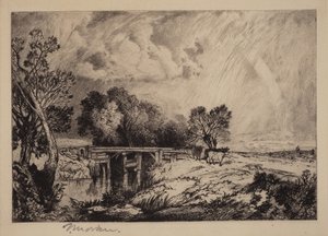 Een rustieke brug door Thomas Moran