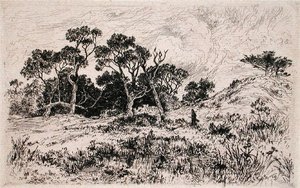 Een zuidelijke wind en een bewolkte lucht kondigen een jachtmorgen aan door Thomas Moran