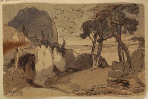 Tekening, Weg in een berglandschap, 1875 door Thomas Moran