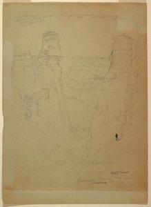 Tekening, Rotstorens in de Muave [Muav] Canyon, Colorado, 1873 door Thomas Moran