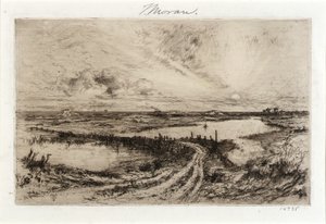 Hook Pond en de oude brug door Thomas Moran