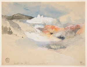 Yellowstone, Heetwaterbronnen door Thomas Moran