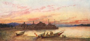 Siwash Village, Pacifische kust (kleurenlitho)